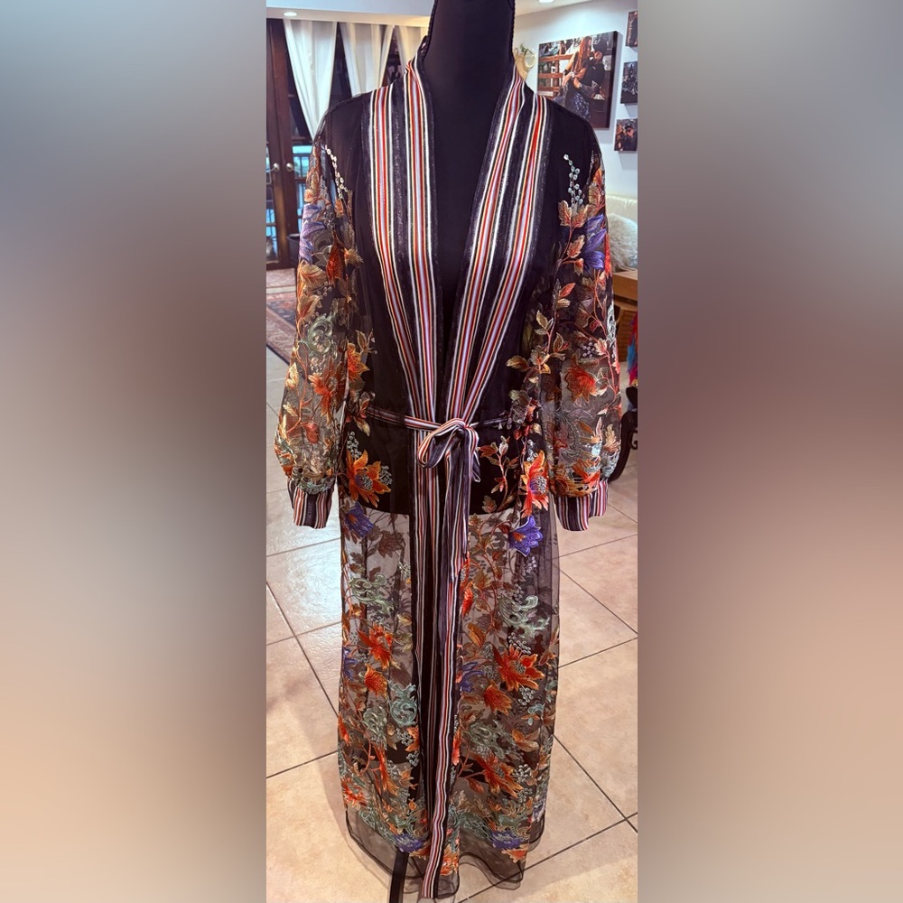 Floral Embroidered Sheer Duster NEW !